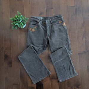 MARLBORO FLOWER DETAIL VINTAGE LOW RISE CORDUROY PANTS